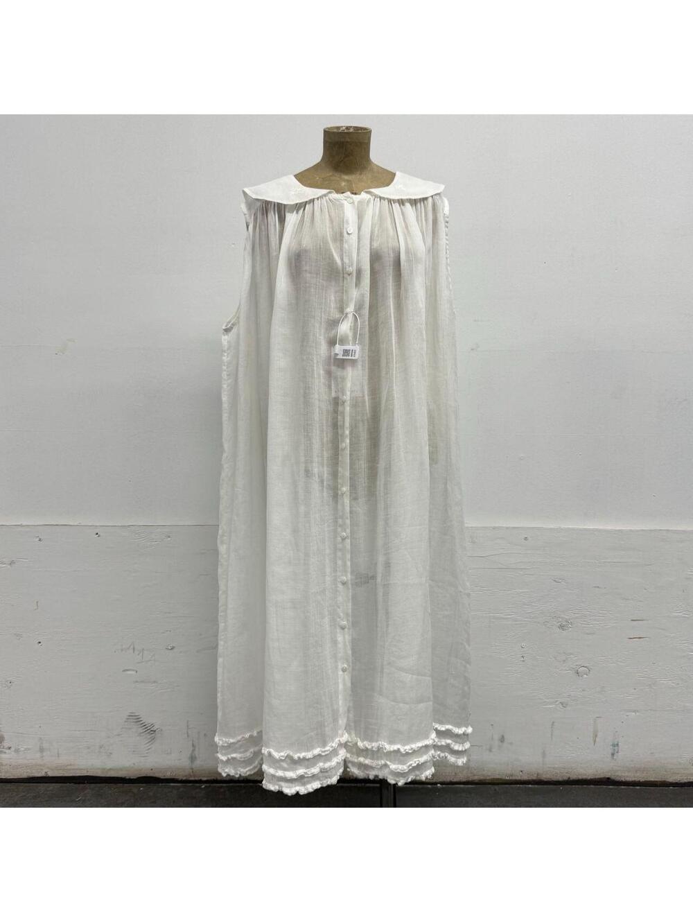 NWT White Cotton Lawn Embroidered Sailor Collar Nightgown Dress